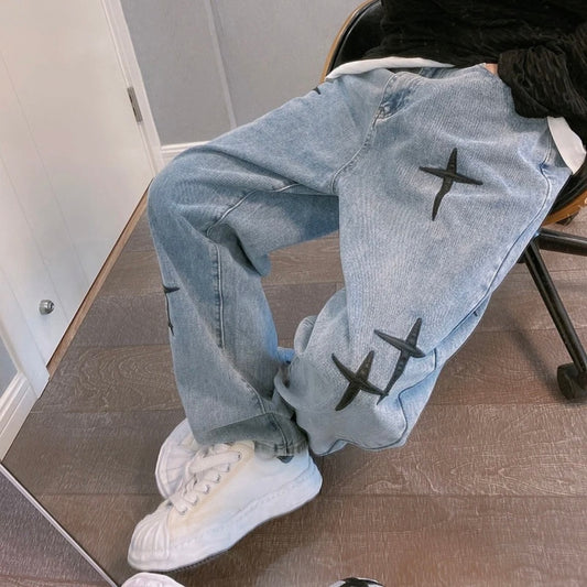 Y2K Baggy Denim Cross Jeans